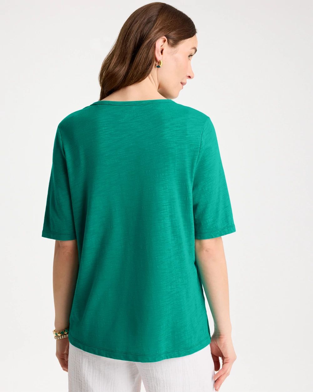Cotton Slub Crewneck Button Tee | Chico's